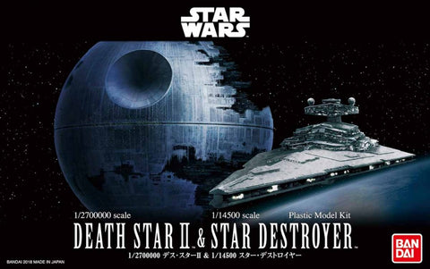 SWM BANDAI 1/2700000 skala Death Star II &amp; 1/14500 skala Star Destroyer kit model